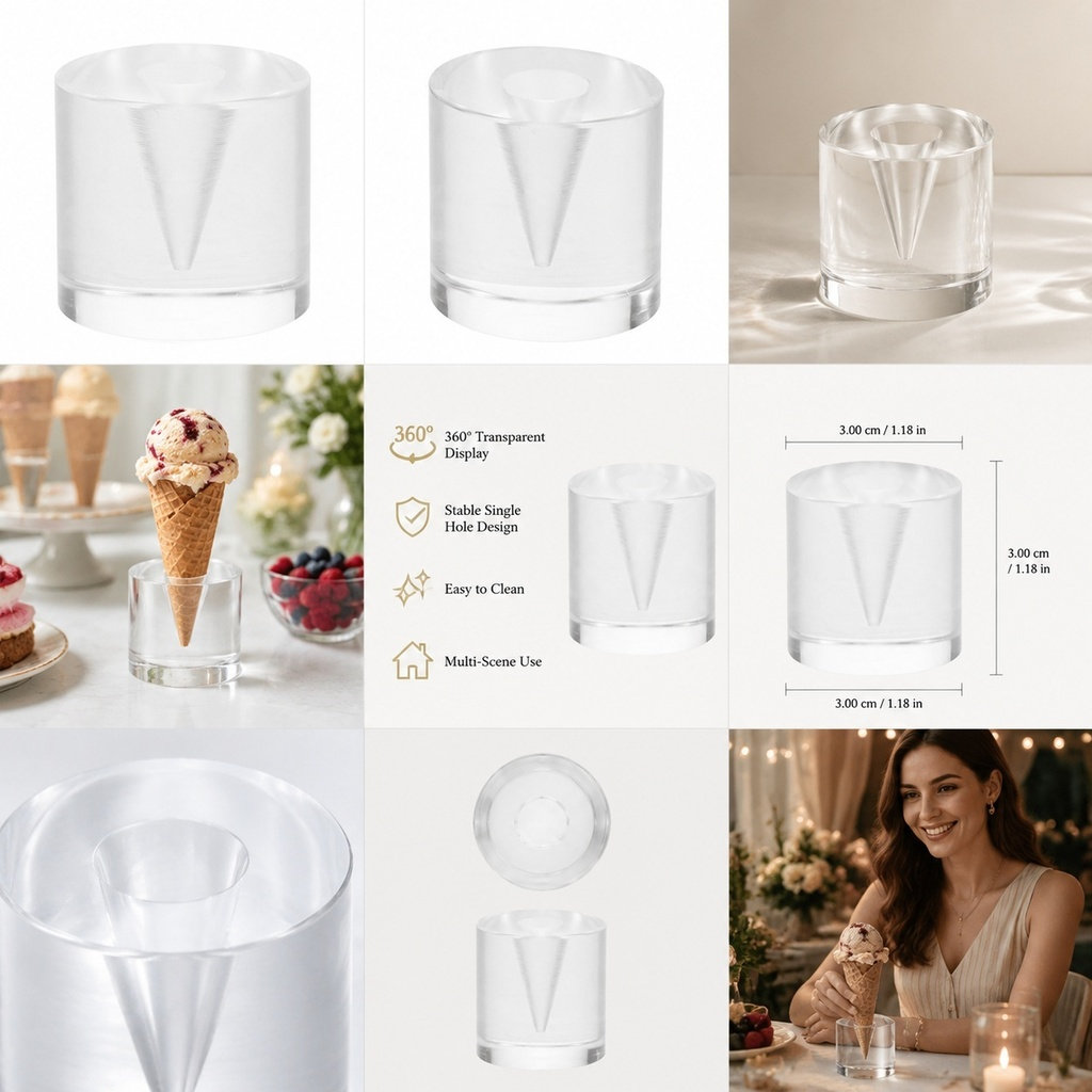 Cotton Candy Cone - Ice Cream Cone Display Stand Transparent