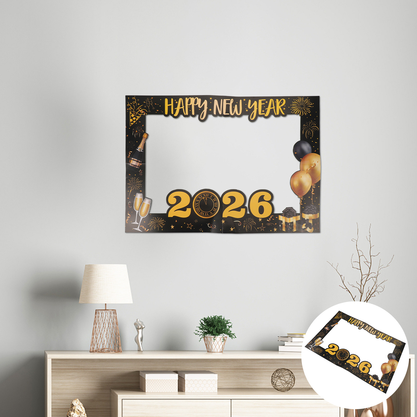 Photo Booth Frame - Large Handheld Cardboard New Year Photo