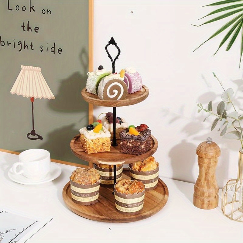 3Tier Cake Stand Acacia Wooden - Cupcake Stand Tier 评论和价格