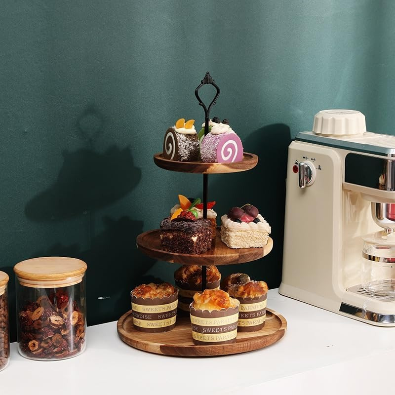 3Tier Cake Stand Acacia Wooden - Cupcake Stand Tier 评论和价格