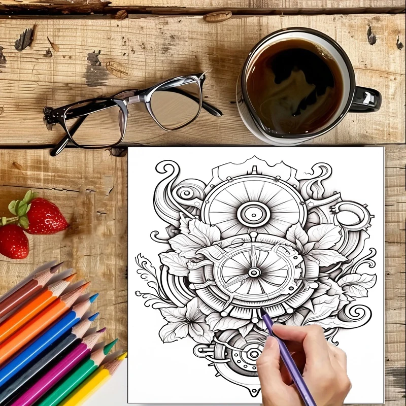 Coloring Book Steampunk Flower - Event Supplies 评论和价格