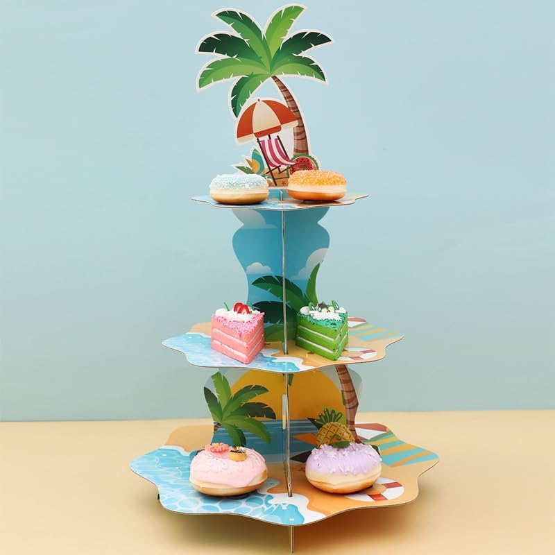 3 Tier Hawaiian Beach Cupcake  - Cupcake Stand Tier 评论和价格