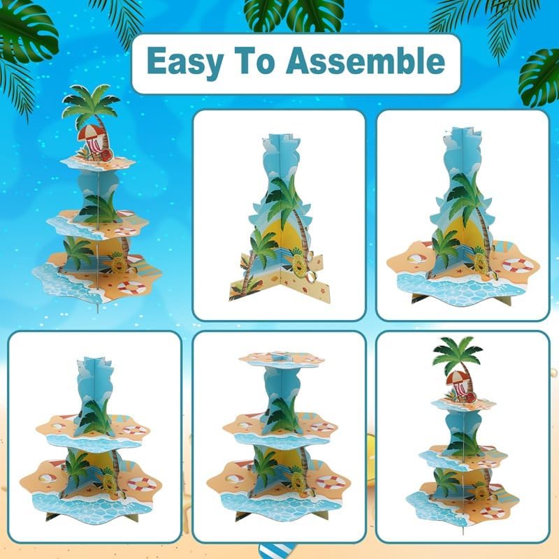 3 Tier Hawaiian Beach Cupcake  - Cupcake Stand Tier 评论和价格